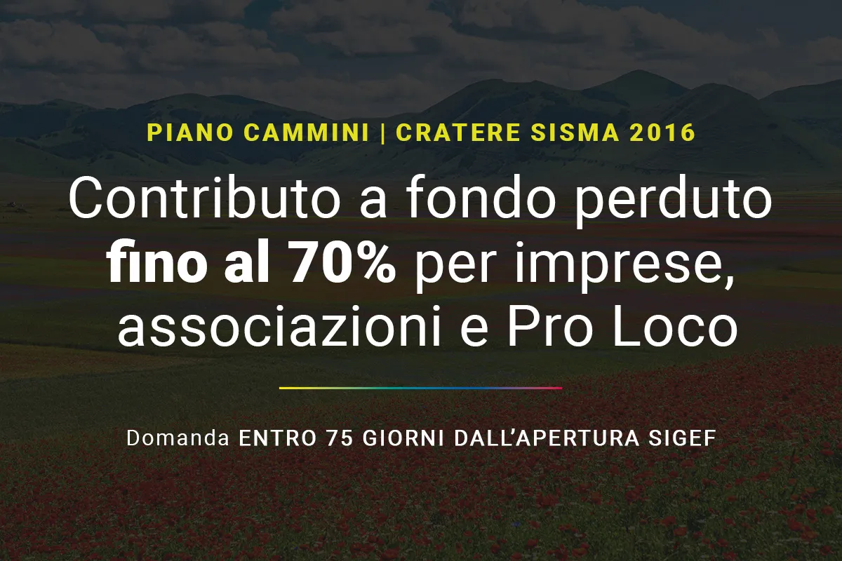 Bando Cratere Sisma 2016: fino a 84.000 € a fondo perduto